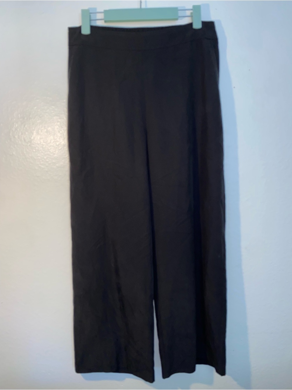 Eileen Fisher Black Lightweight Washable Stretch Crepe Wide-Leg Sz Petite Small